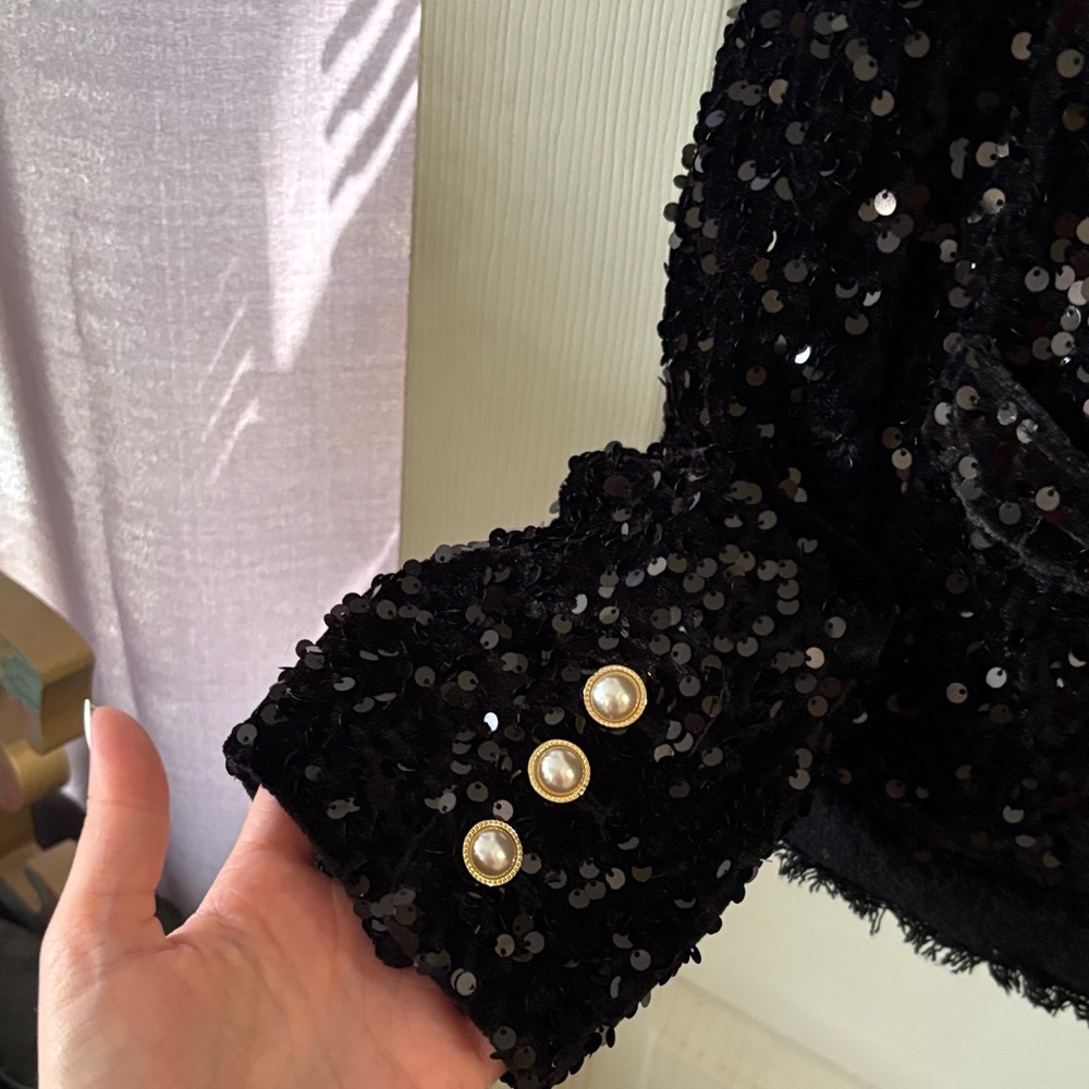 Nanette Lepore Black Sequin Blazer - Picture 3 of 5